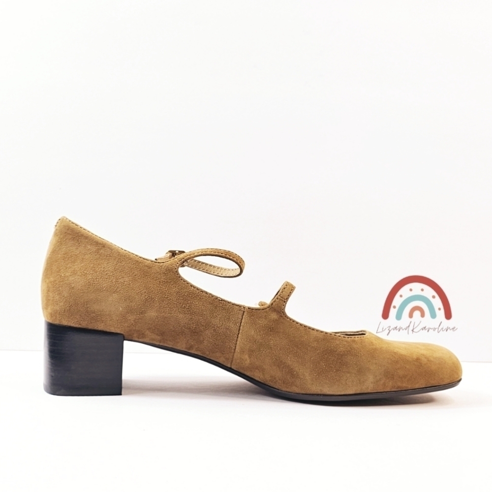 New! Madewell The Nettie Heeled Mary Jane in Glazed Walnut Leather Suede - Picture 6 of 16